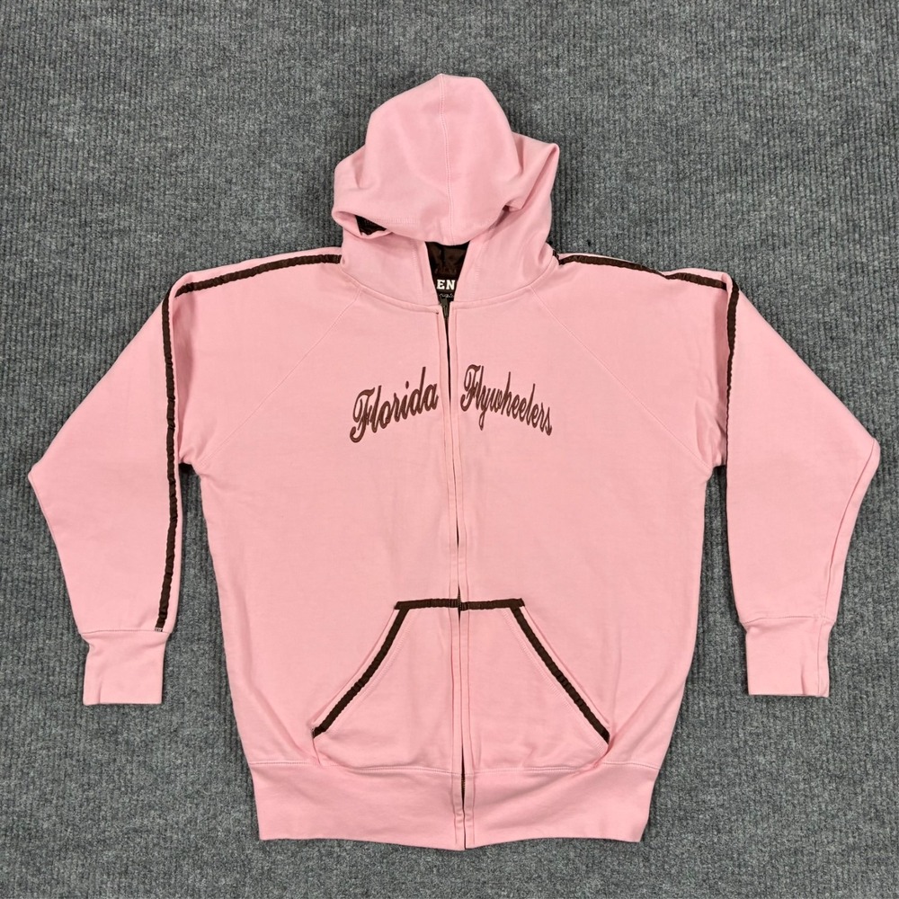 Valencia Signature Florida Pink Full Zip Hoodie Womens Size XL Embroidered